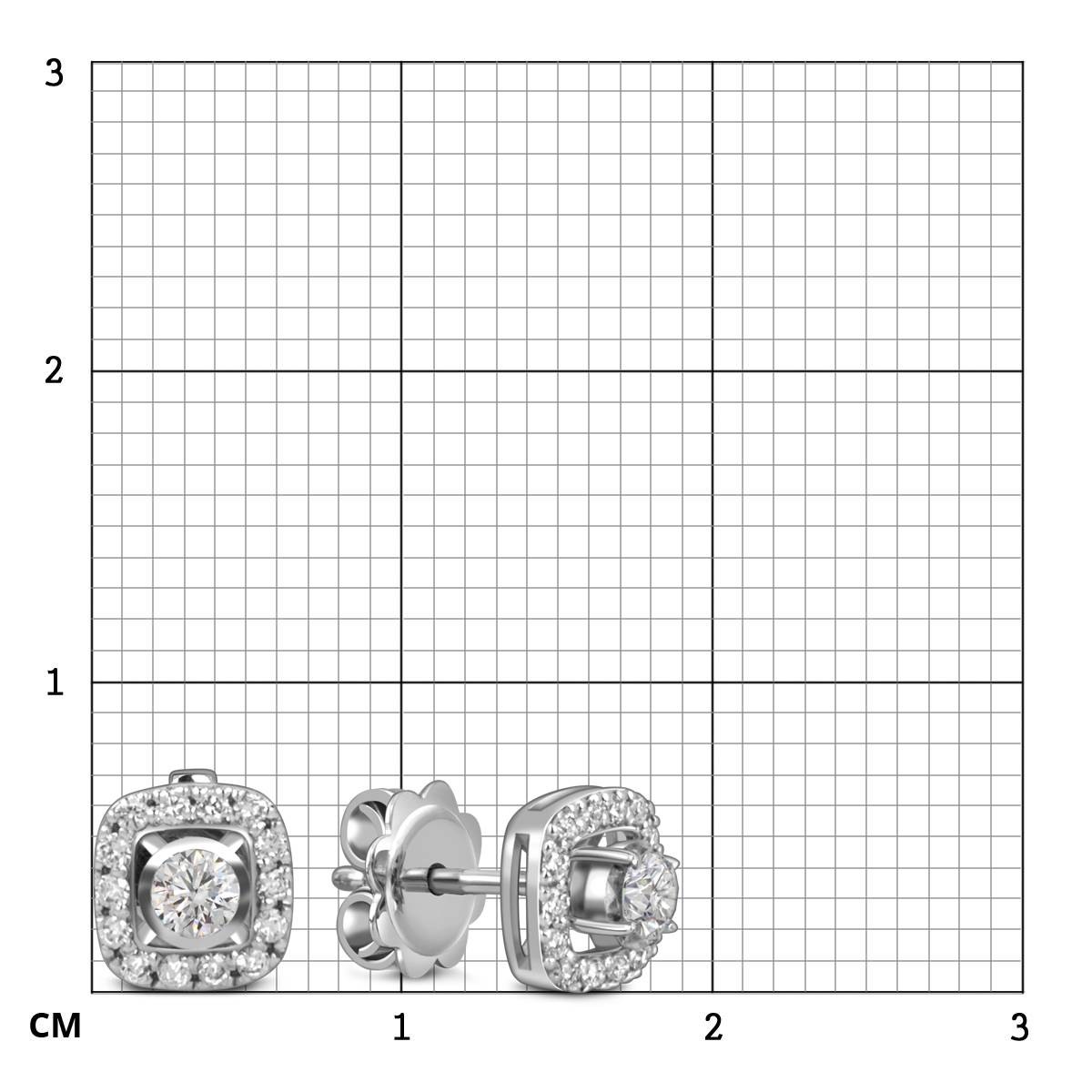 Серьги пусеты трансформеры из белого золота с бриллиантами (059582)