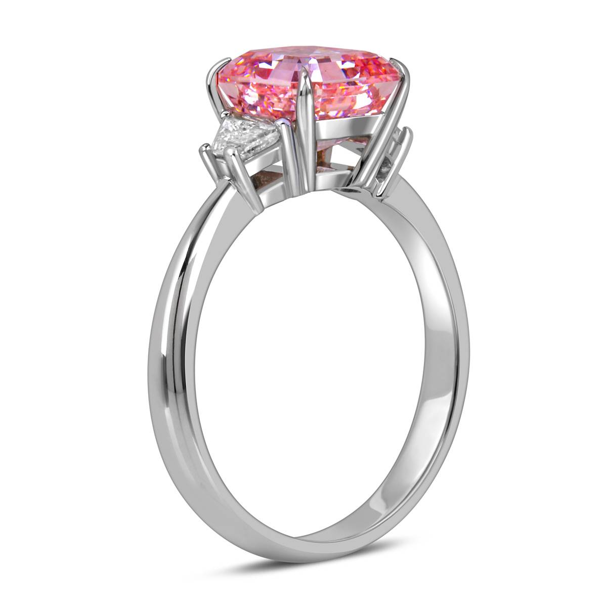 Помолвочное кольцо из белого золота с розовым бриллиантом (060202)