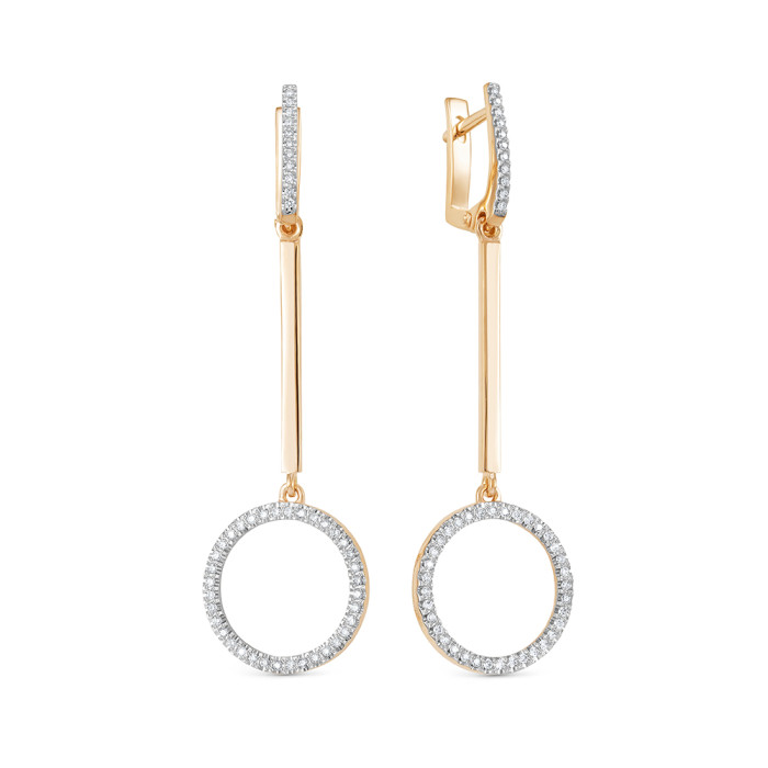 Серьги из красного золота с бриллиантами (044424)