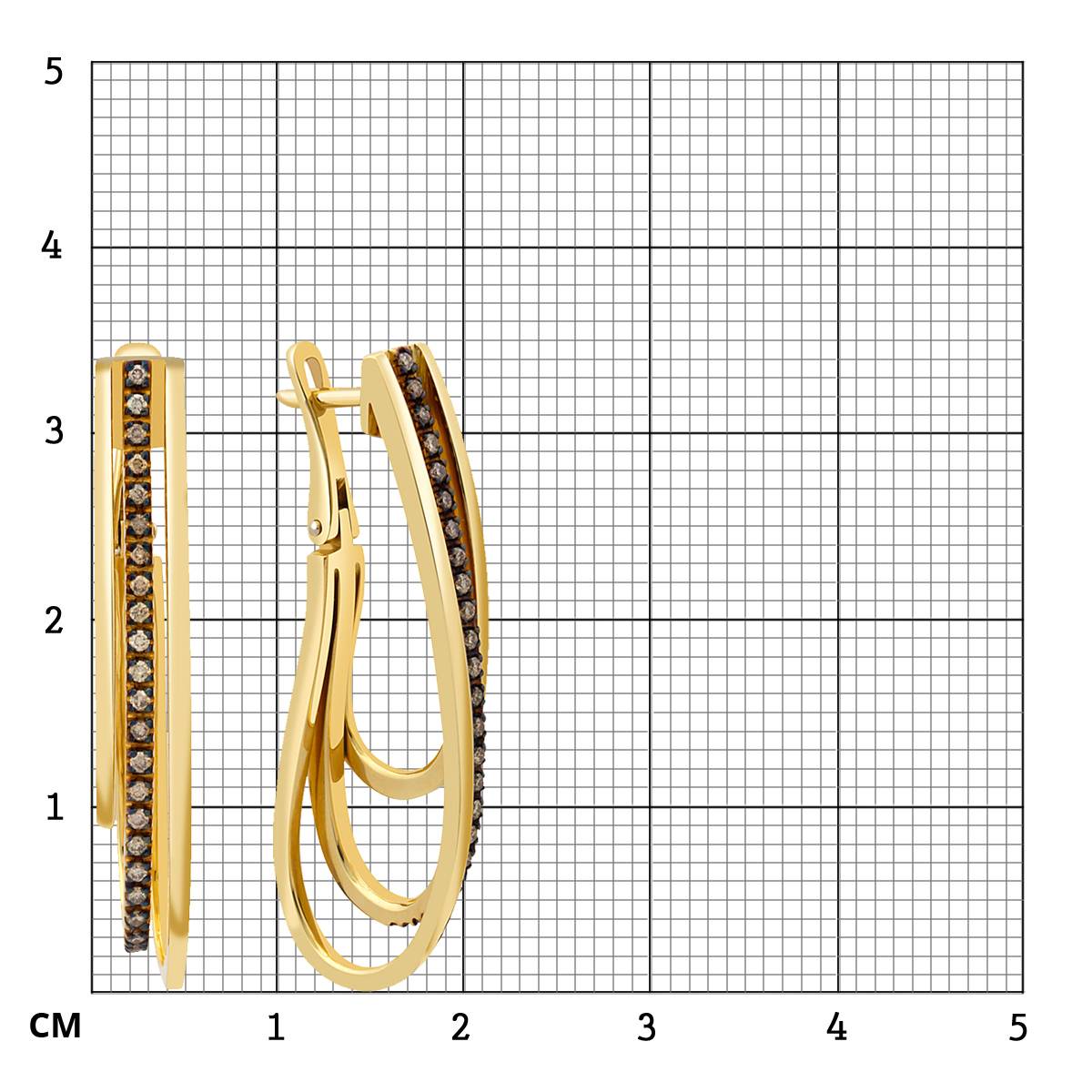 Серьги из желтого золота с бриллиантами (025767)