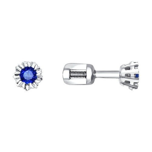 Серьги пусеты из белого золота с сапфирами (027897)
