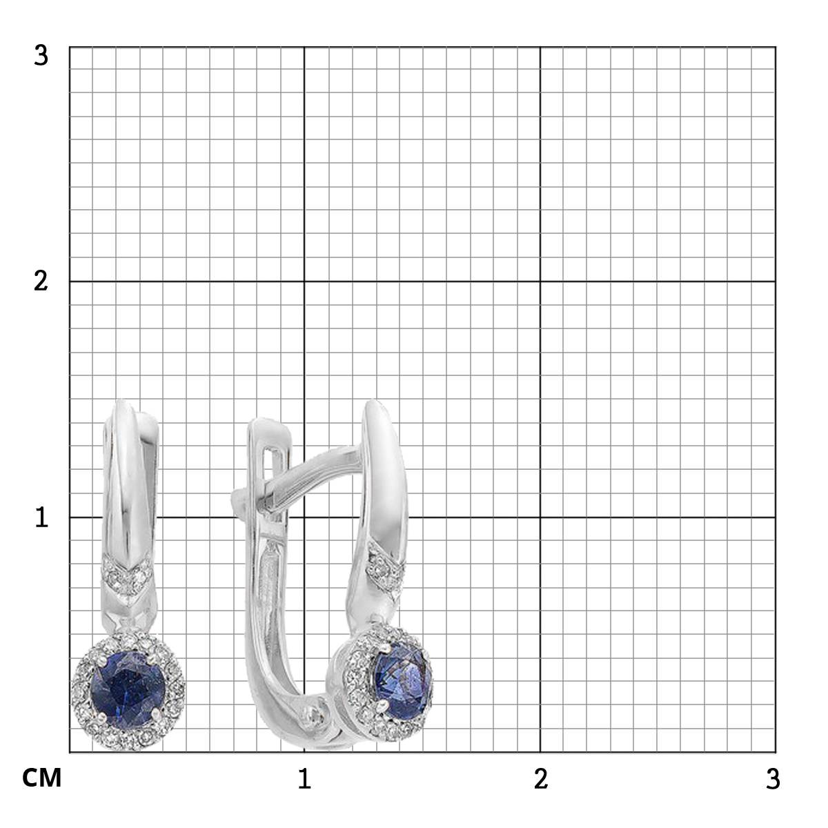 Серьги из белого золота с бриллиантами и сапфирами (034850)
