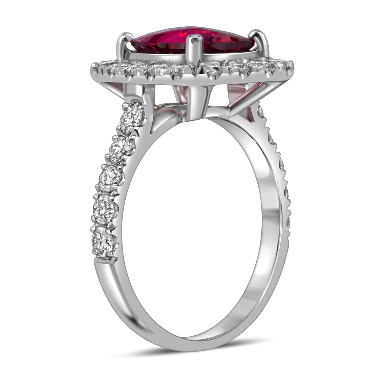 Кольцо из белого золота с бриллиантами и турмалином (059454)