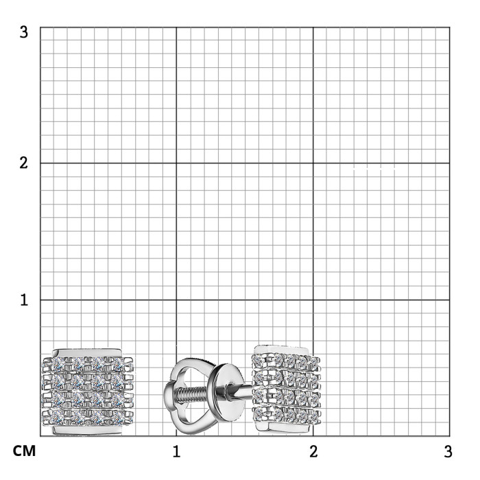 Серьги пусеты из белого золота с бриллиантами (055201)
