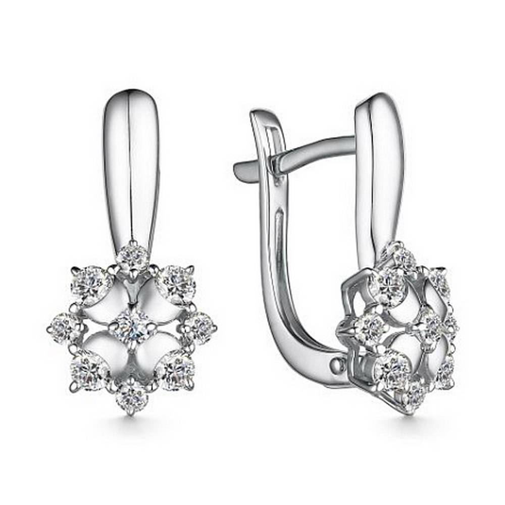 Серьги из белого золота с бриллиантами (058373)