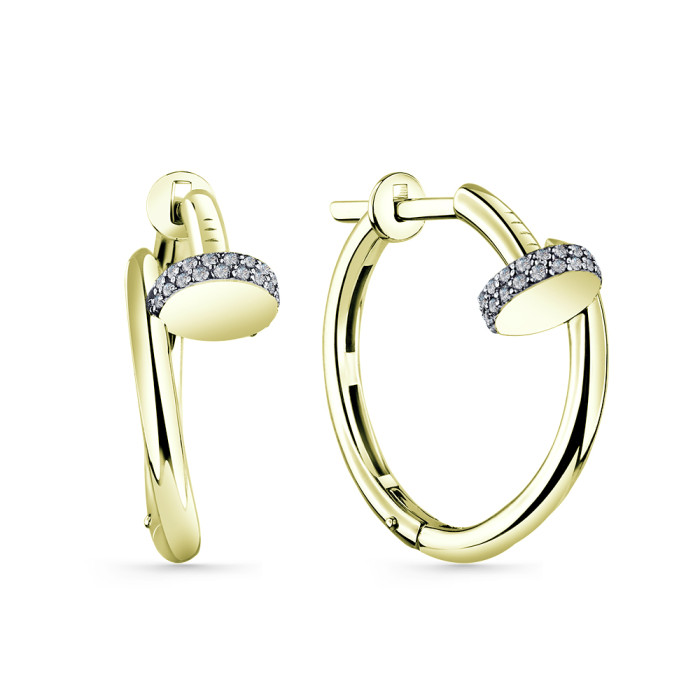 Серьги конго из жёлтого золота с бриллиантами (058883)