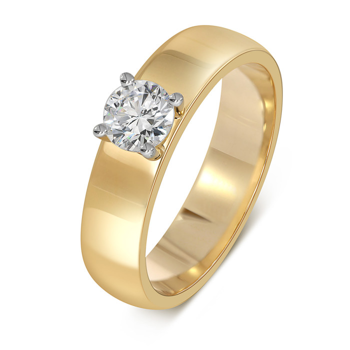 Обручальное кольцо из жёлтого золота с бриллиантом (052604)