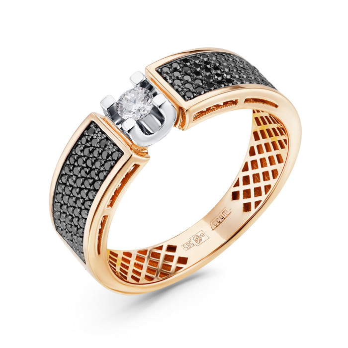 Кольцо из красного золота с бриллиантами (052929)