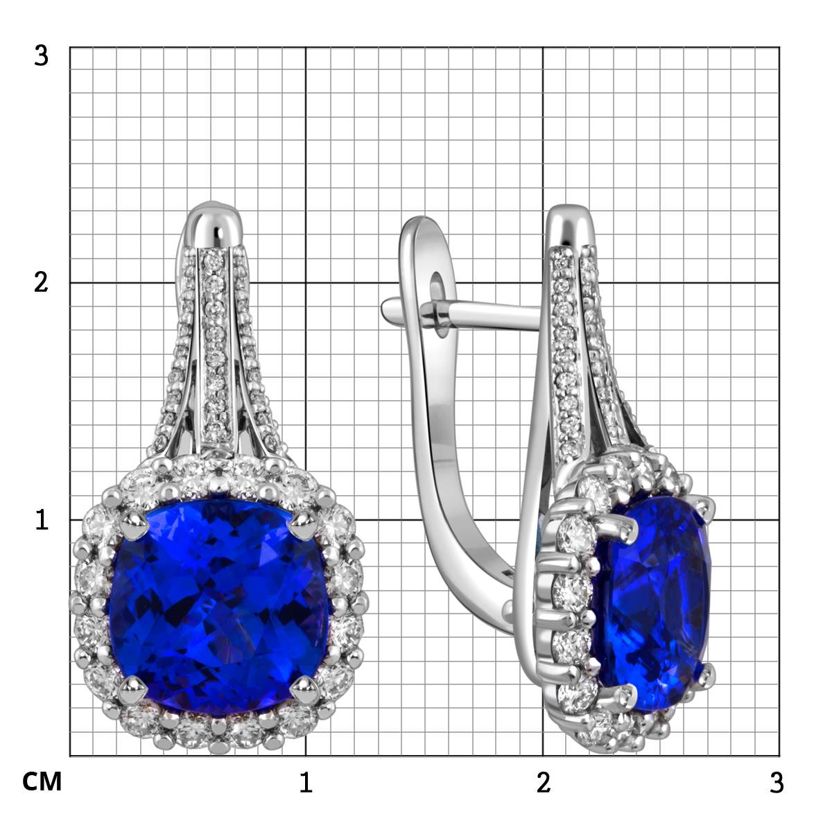Серьги из белого золота с бриллиантами и танзанитами (058472)