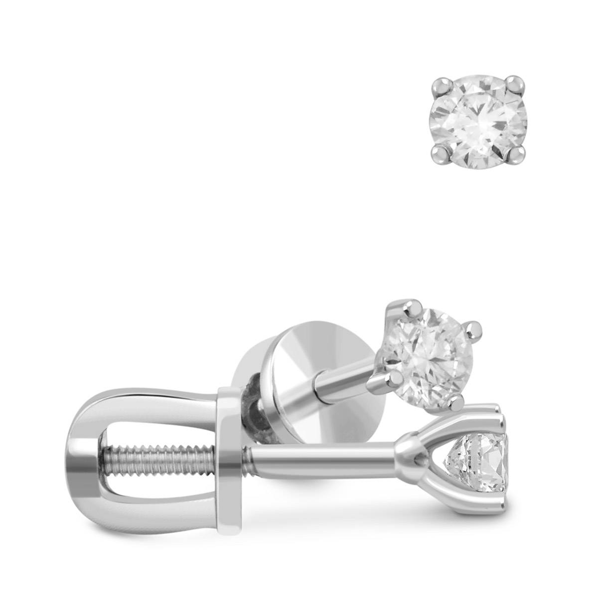 Серьги пусеты из белого золота с бриллиантами (032049)