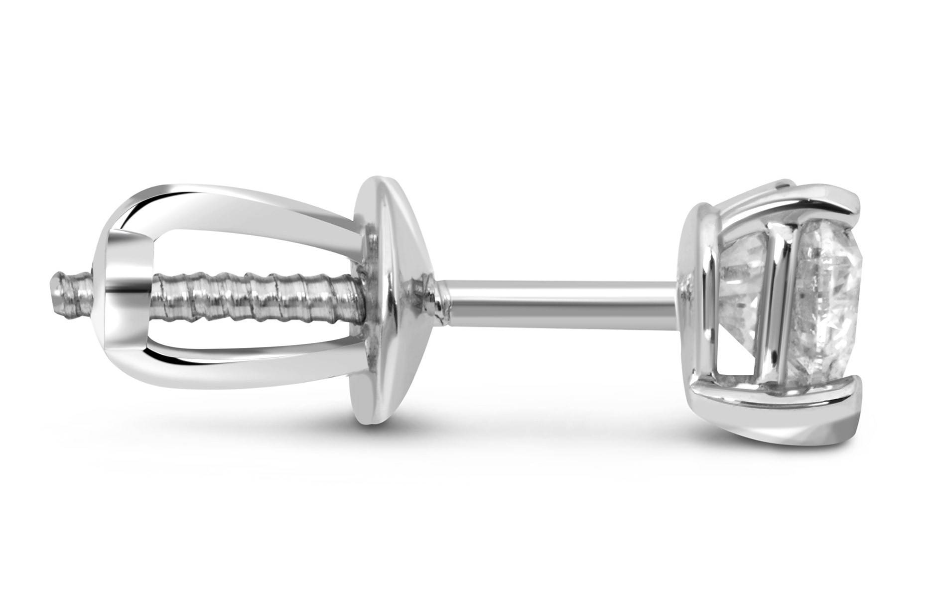 Серьги пусеты из белого золота с бриллиантами (010665)