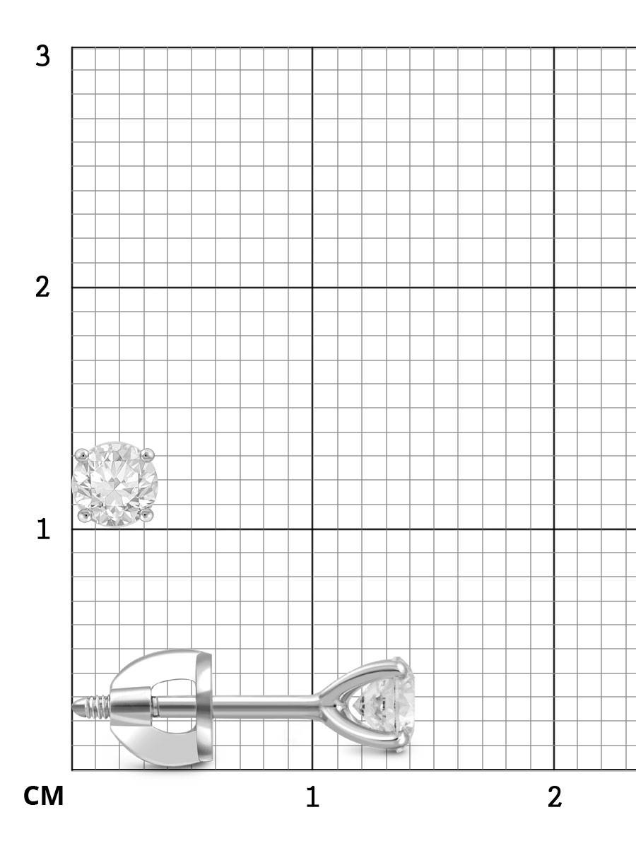 Серьги пусеты из белого золота с бриллиантами (042535)