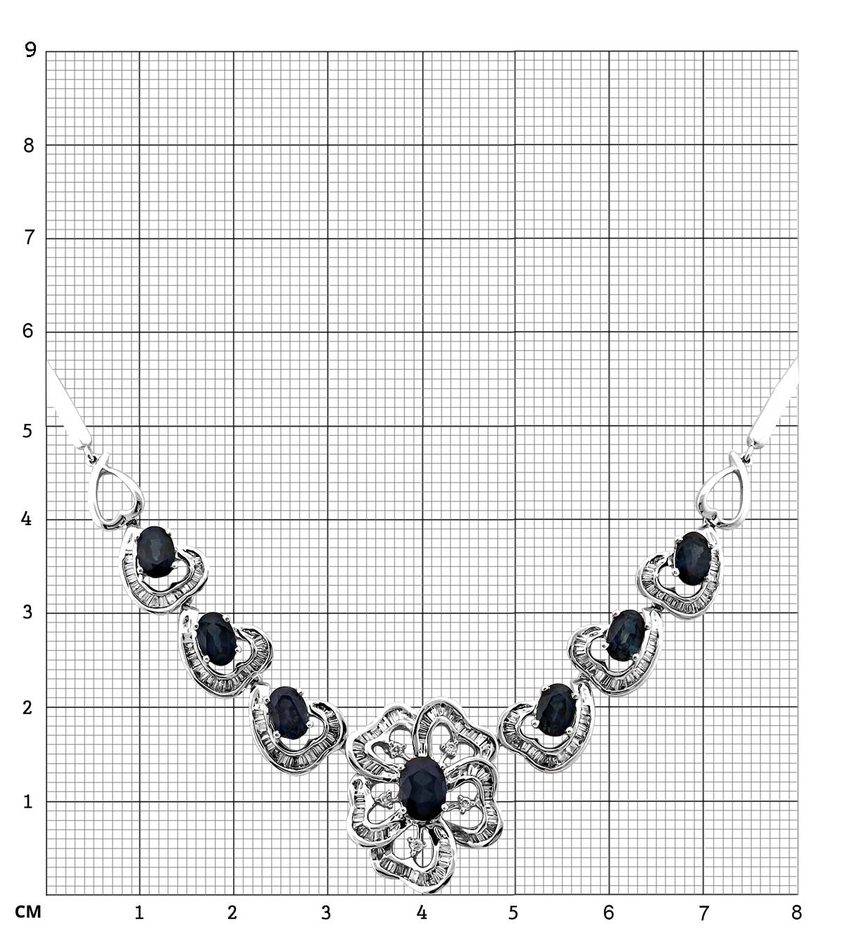 Колье из белого золота с бриллиантами и сапфирами (009397)