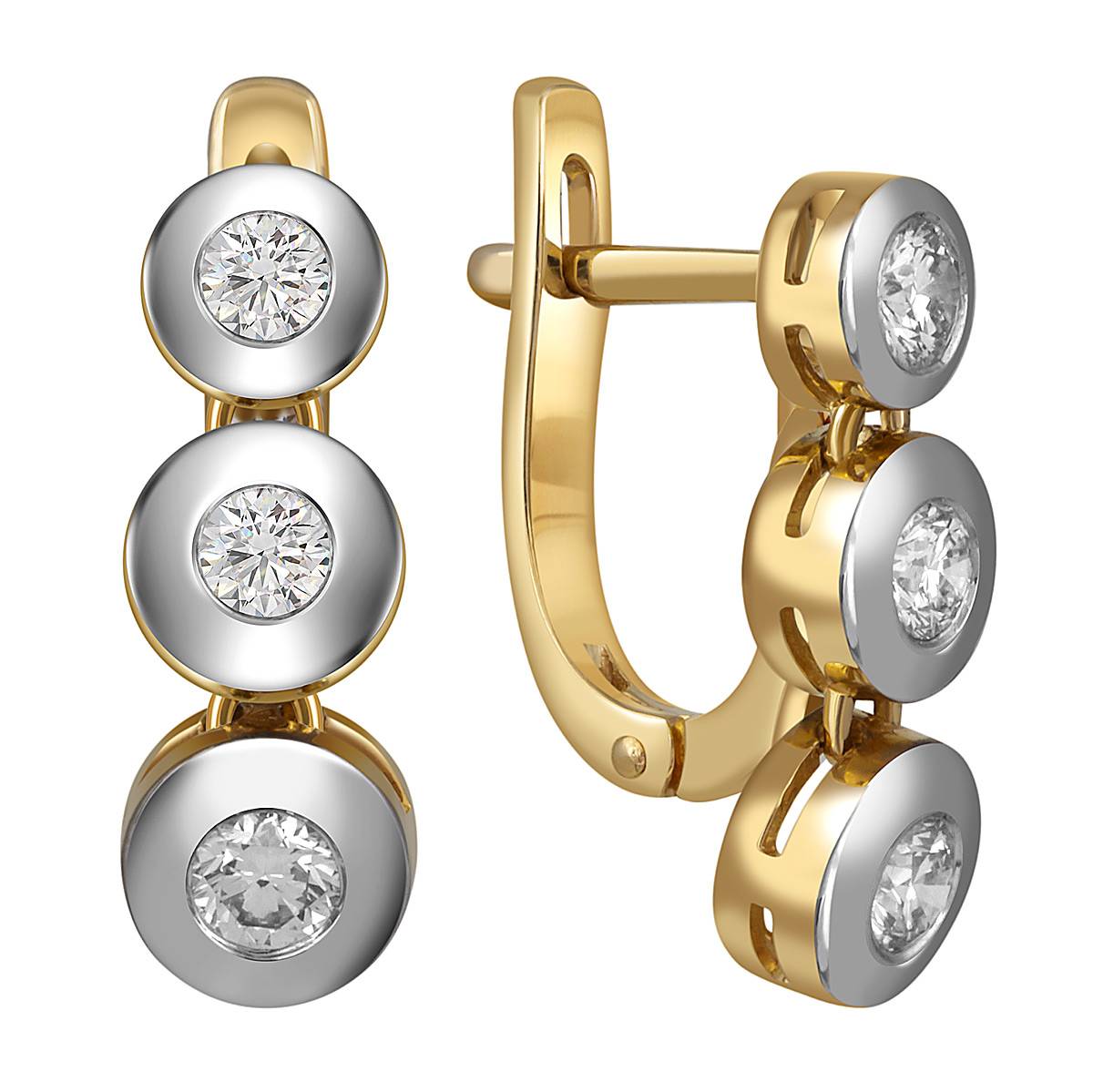 Серьги из жёлтого золота с бриллиантами (052908)