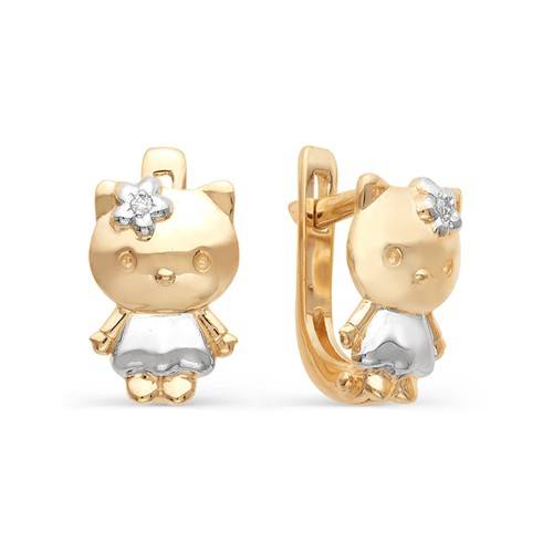 Серьги из комбинированного золота с бриллиантами 