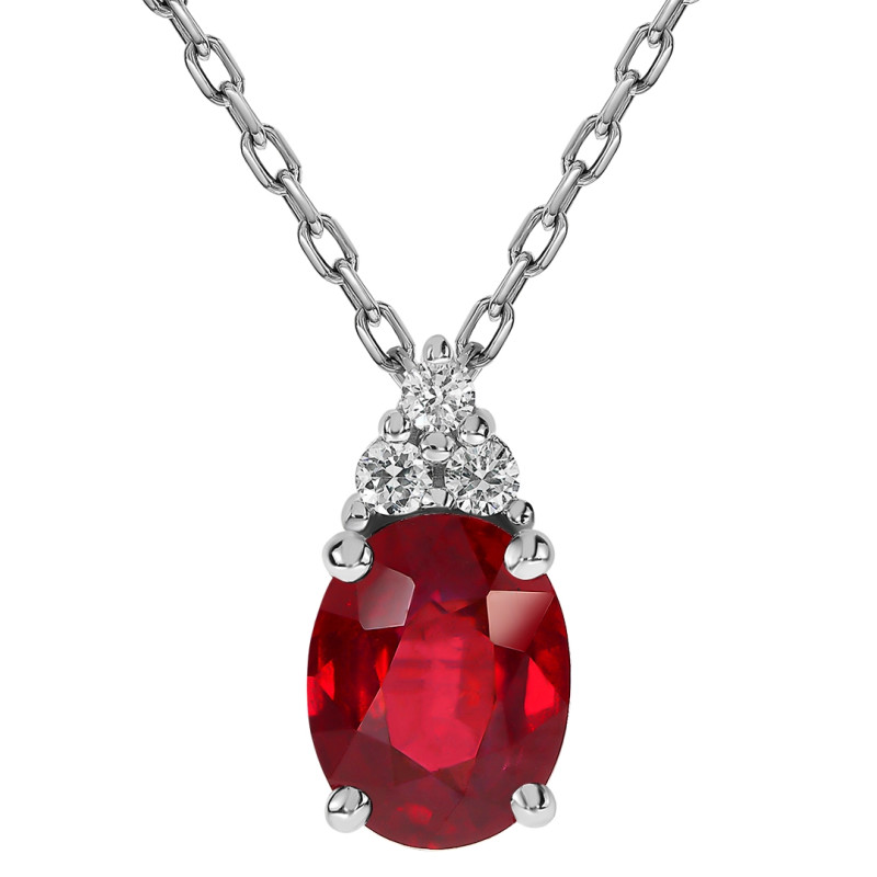 Колье из белого золота с бриллиантами и рубином (055532)
