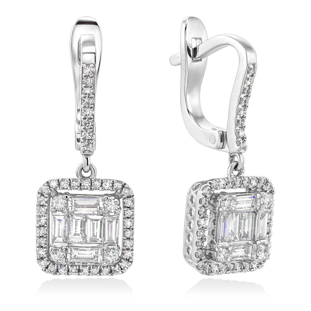 Серьги из белого золота с бриллиантами (055634)