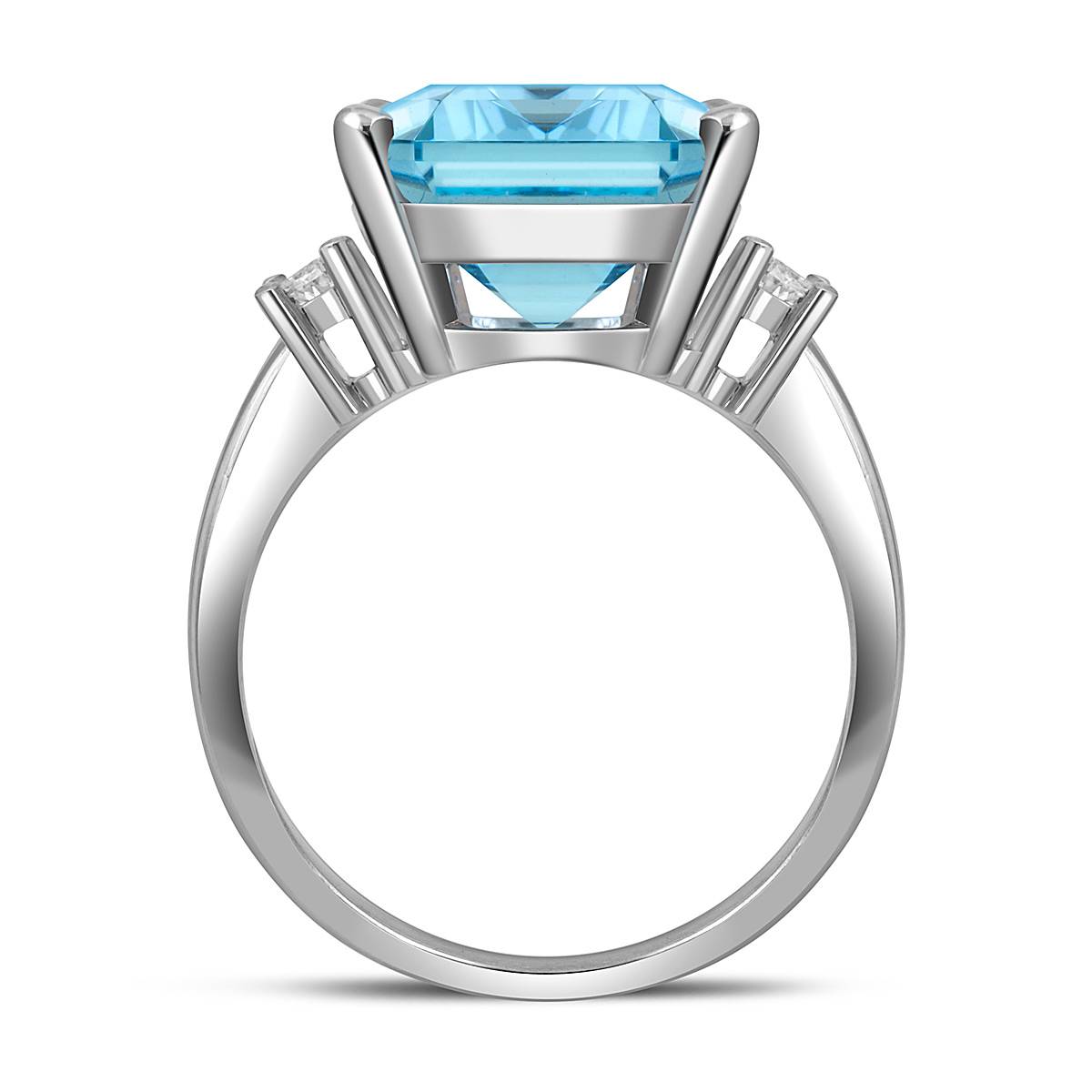 Кольцо из белого золота с бриллиантами и аквамарином (059185)