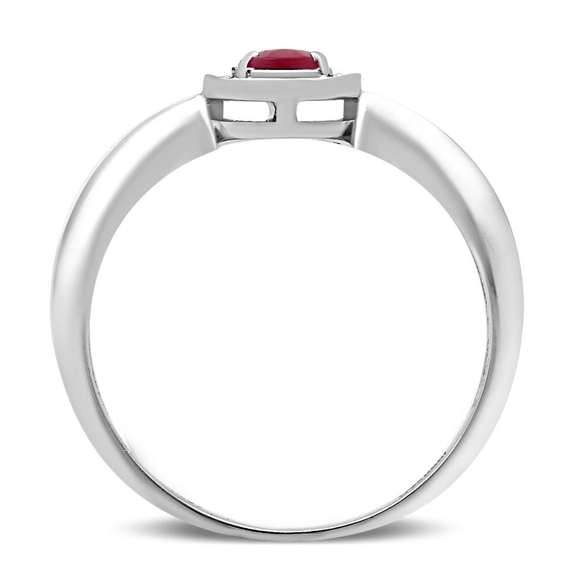 Кольцо из белого золота с бриллиантами и рубином (028296)