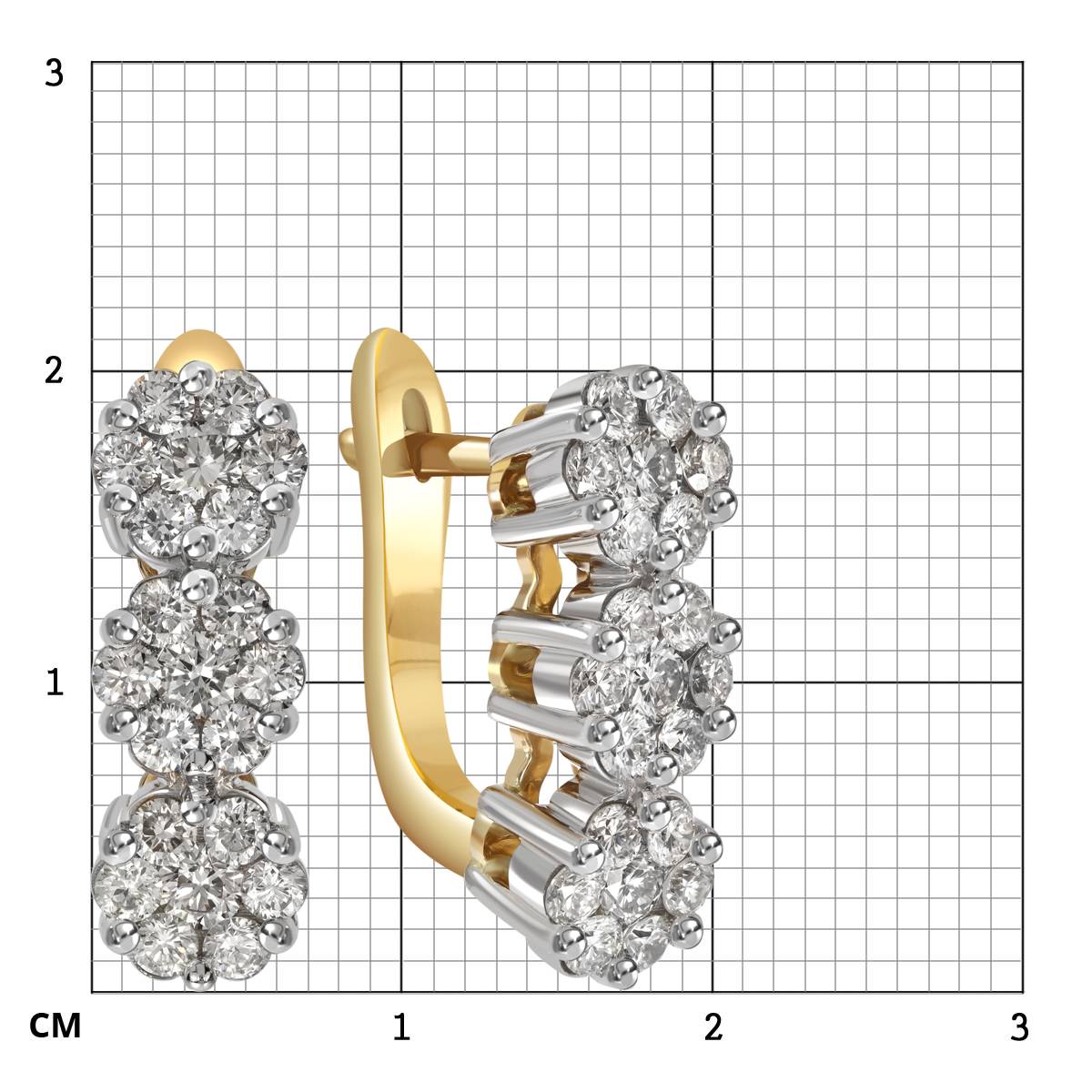 Серьги из жёлтого золота с бриллиантами (052364)