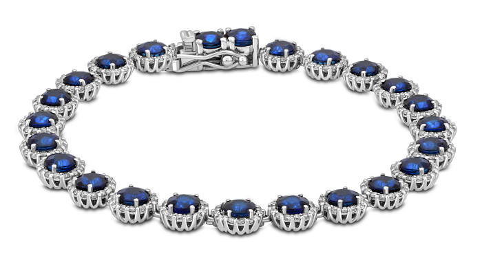 Браслет из белого золота с бриллиантами и сапфирами (050792)