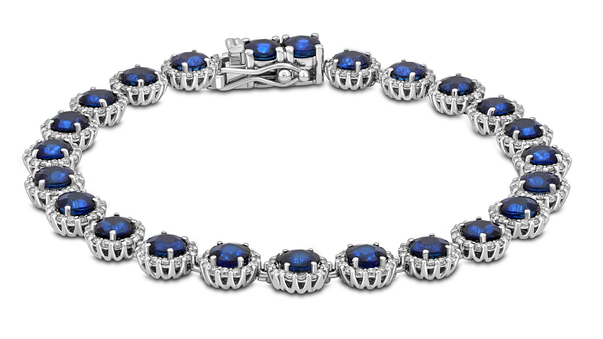 Браслет из белого золота с бриллиантами и сапфирами (050792)