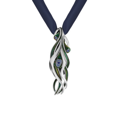 Колье из серебра с эмалью и шёлком &quot;Graziella&quot; (038652)