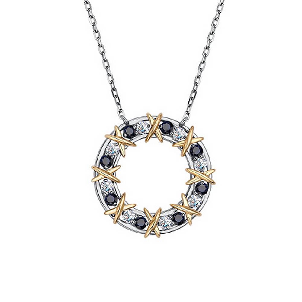 Колье из комбинированного золота с бриллиантами и сапфирами (050231)