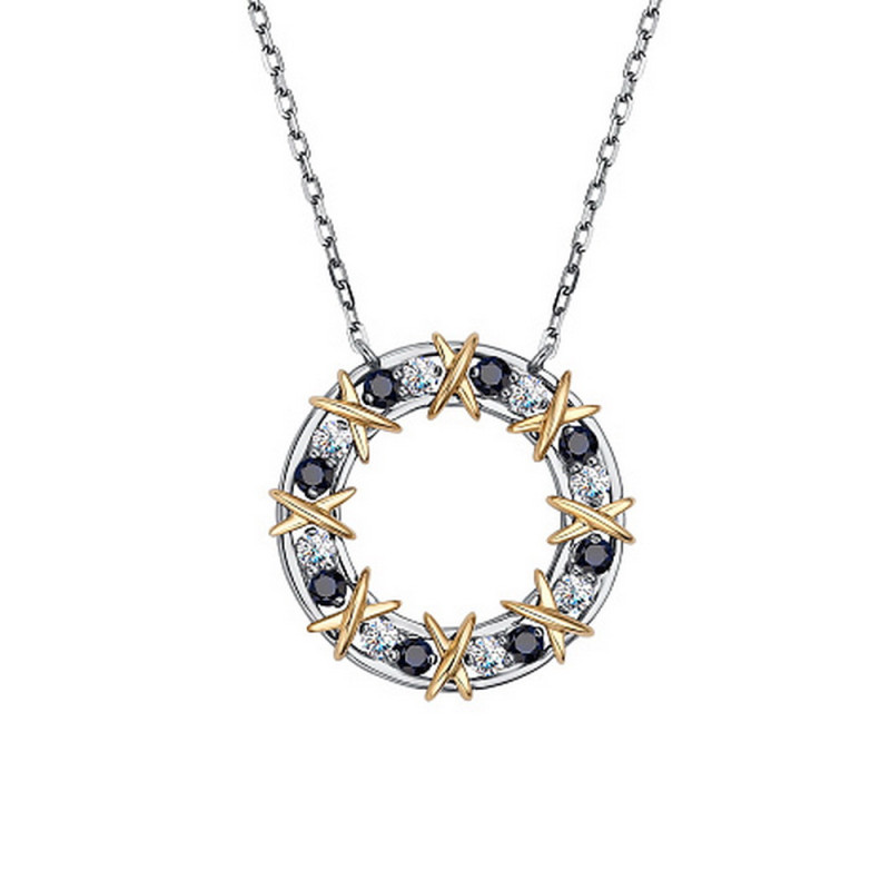 Колье из комбинированного золота с бриллиантами и сапфирами (050231)