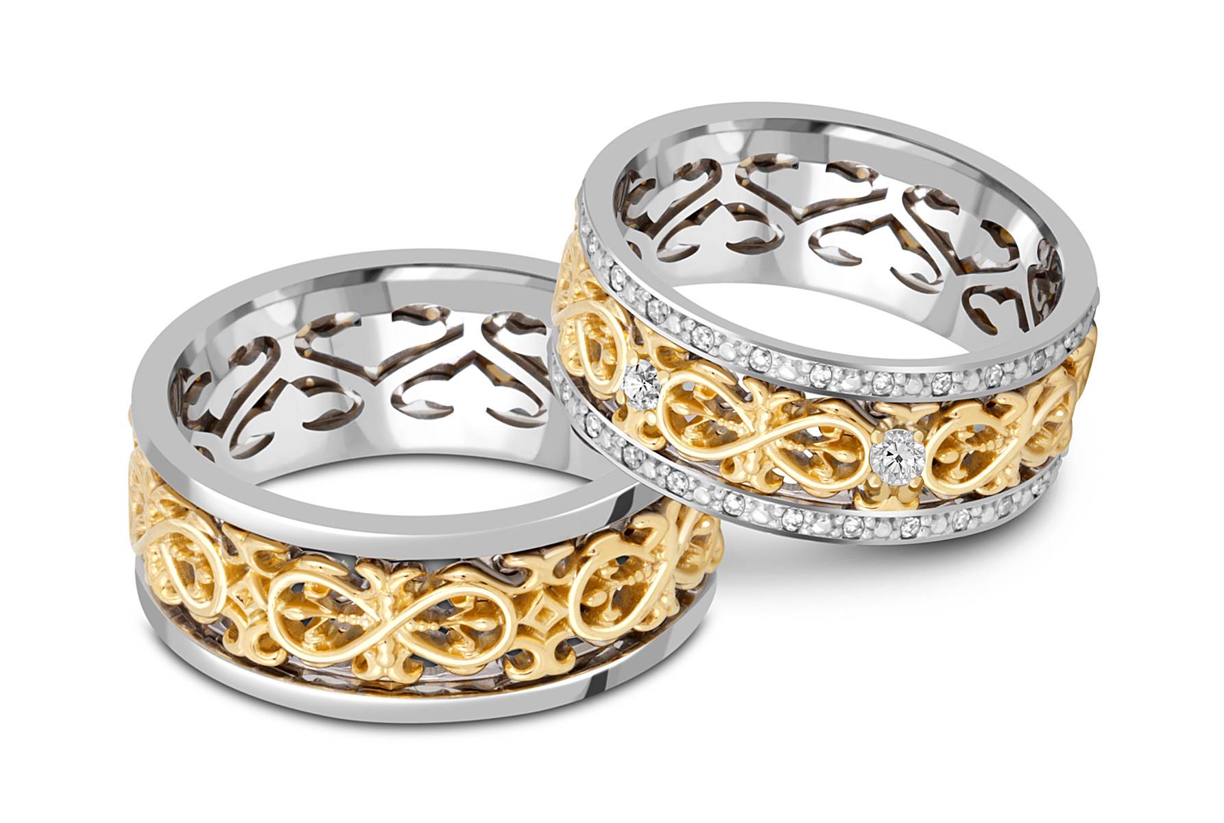 Обручальное кольцо из комбинированного золота 