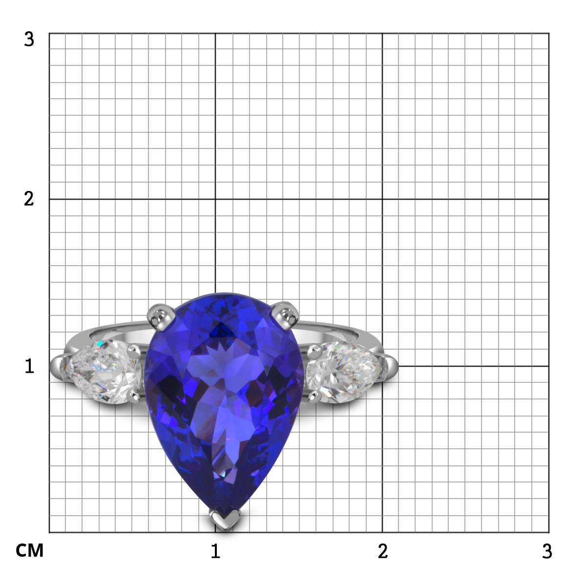 Кольцо из белого золота с бриллиантами и танзанитом (053799)