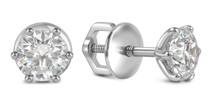 Серьги пусеты из белого золота с бриллиантами (061111)