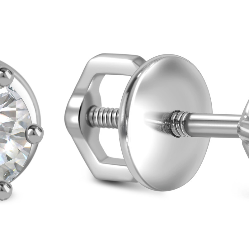 Серьги пусеты из белого золота с бриллиантами (061111)