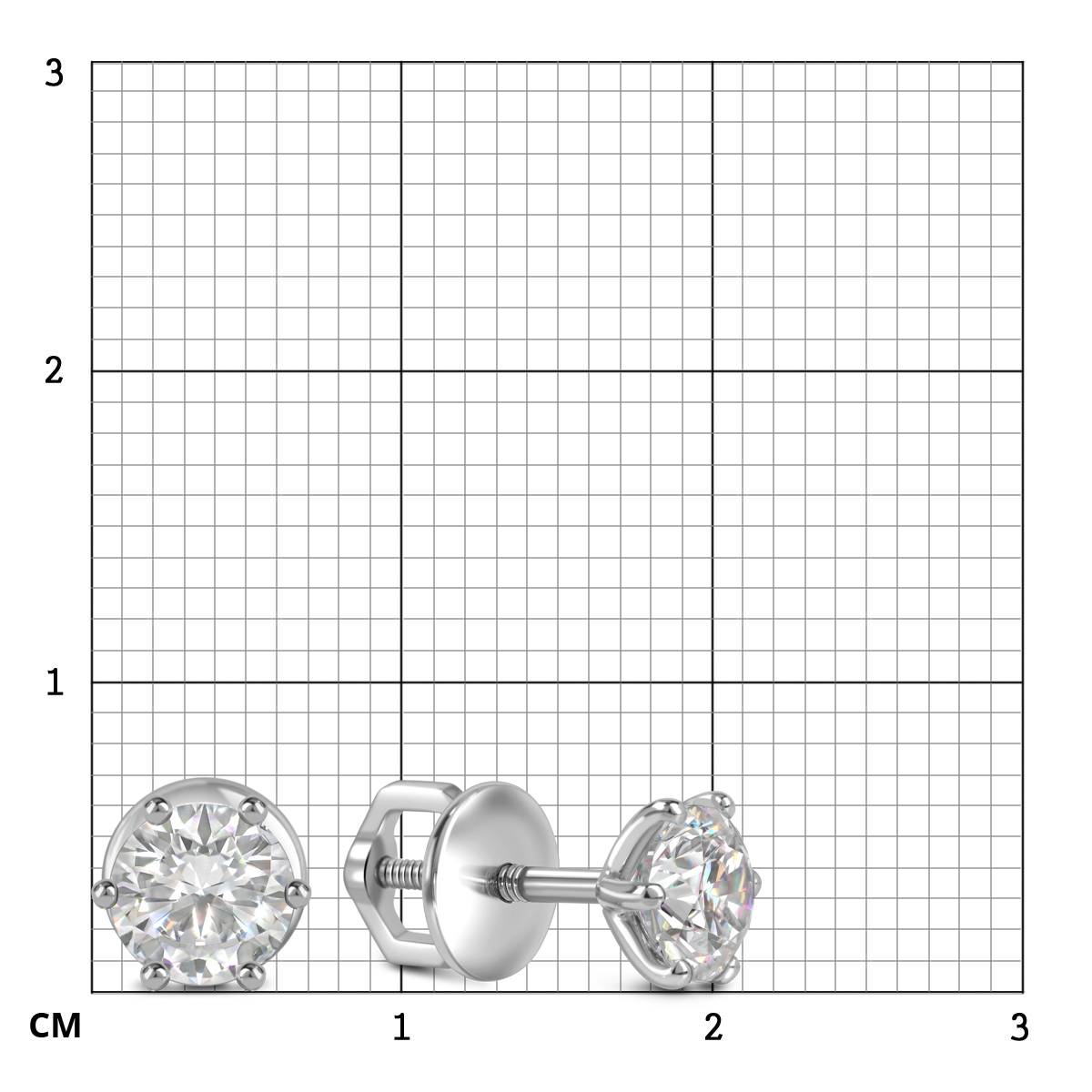 Серьги пусеты из белого золота с бриллиантами (061111)