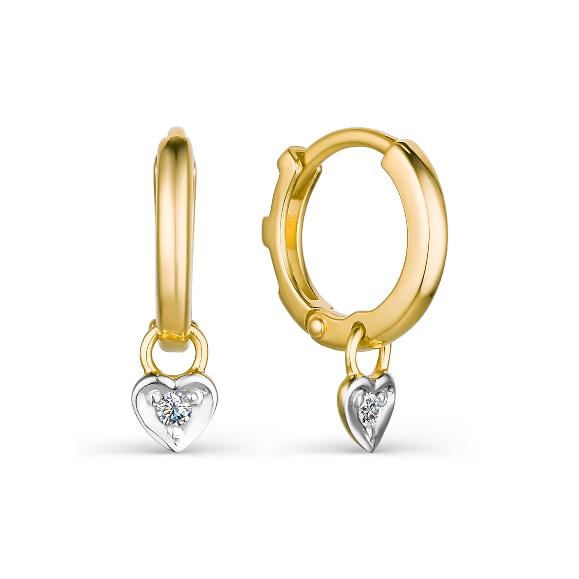 Серьги конго из жёлтого золота с бриллиантами (046038)