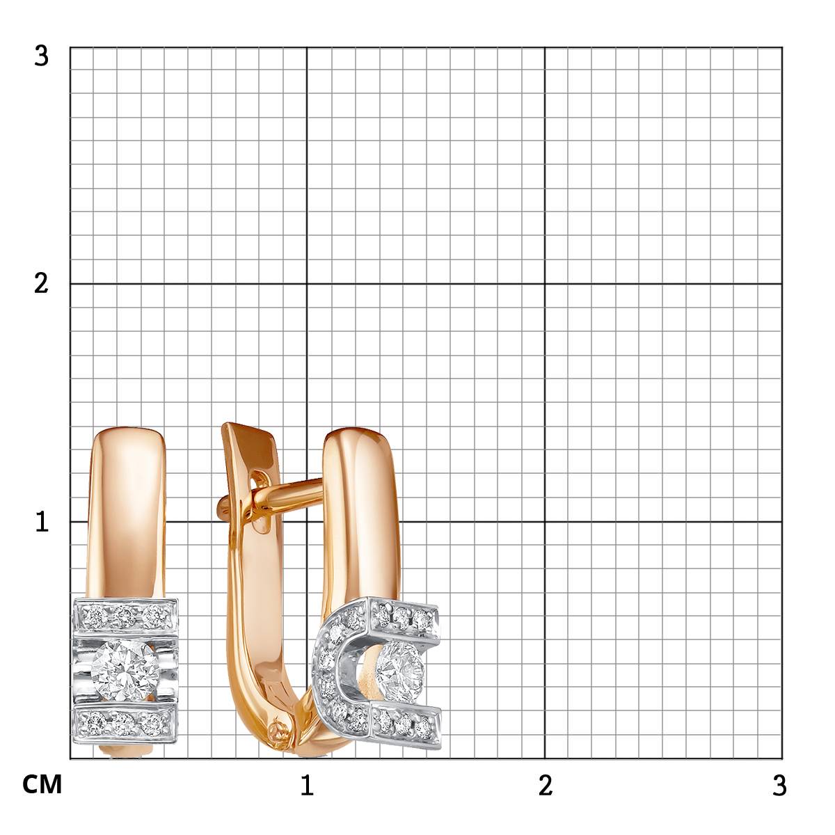 Серьги из комбинированного золота с бриллиантами (043063)