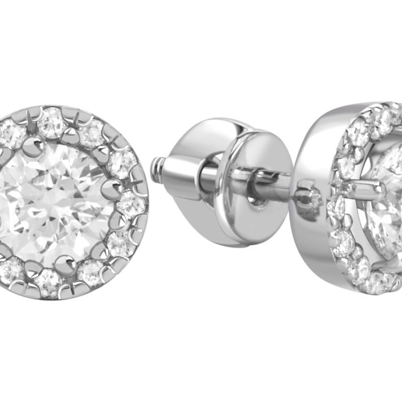 Серьги пусеты  из белого золота с бриллиантами (043871)