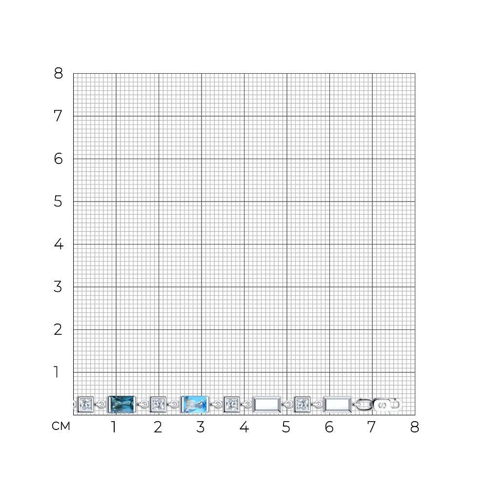Браслет из белого золота с топазами и фианитами (053641)