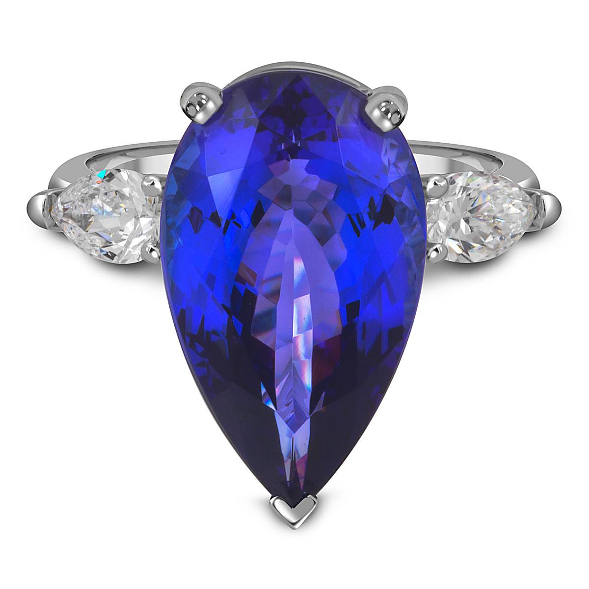 Кольцо из белого золота с бриллиантами и танзанитом (053796)