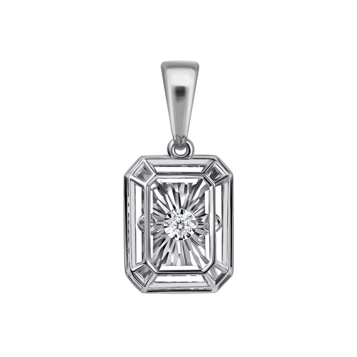 Кулон из белого золота с "танцующим" бриллиантом (063028)