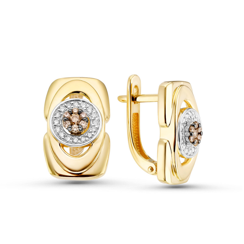 Серьги из жёлтого золота с бриллиантами (057623)