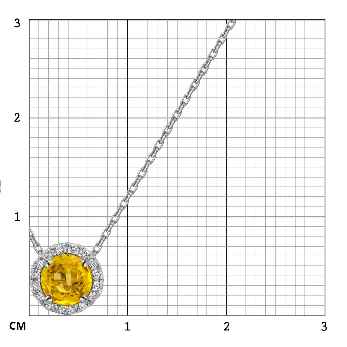 Колье из белого золота с бриллиантами и жёлтым сапфиром (052534)