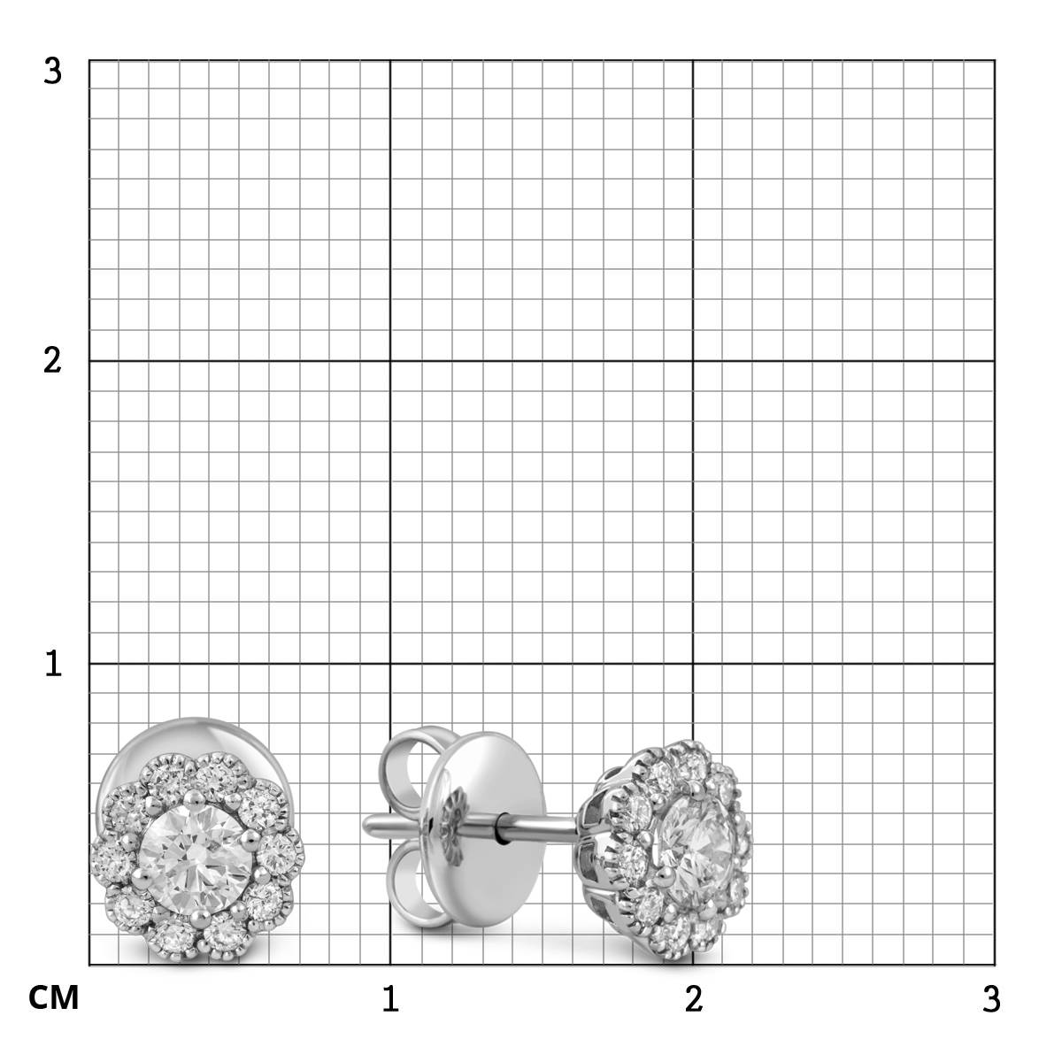 Серьги пусеты из белого золота с бриллиантами 