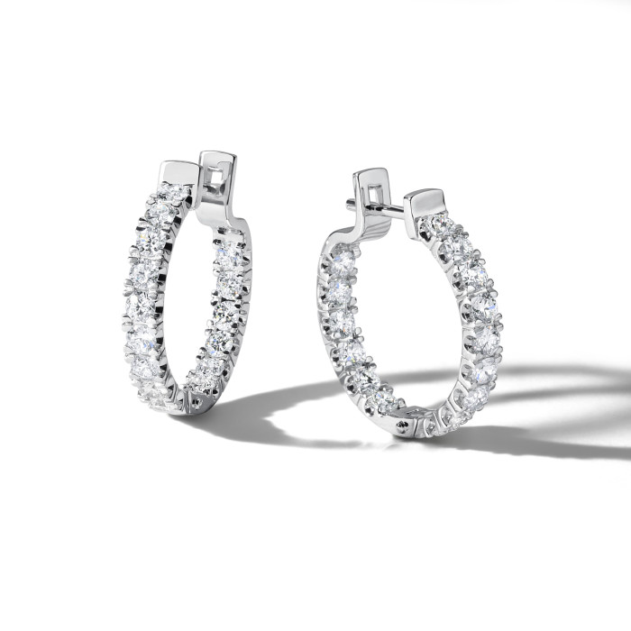 Серьги конго из белого золота с бриллиантами (052836)