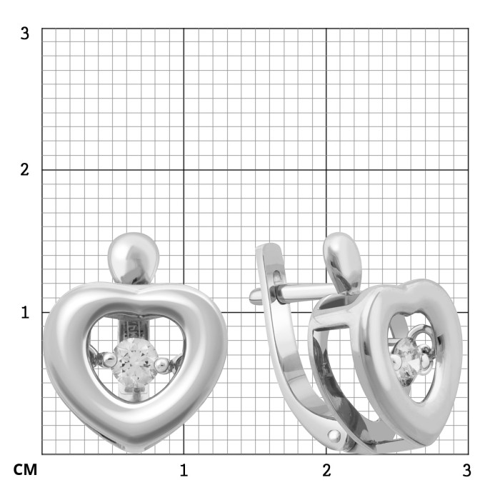 Серьги из белого золота с "плавающими" бриллиантами (025785)