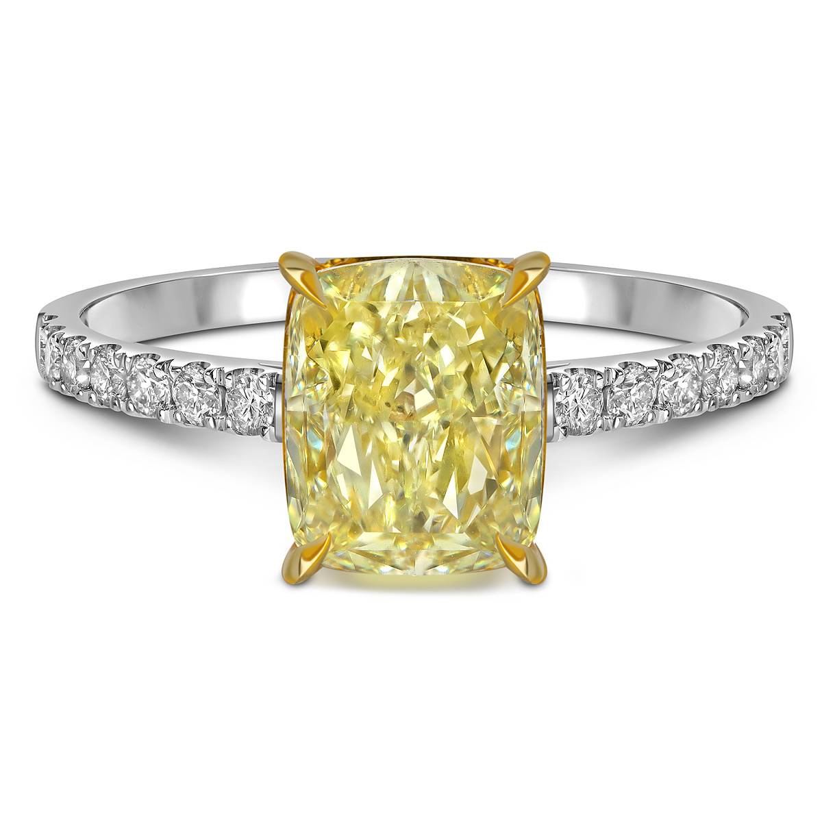 Помолвочное кольцо из белого золота с жёлтым бриллиантом (060293)