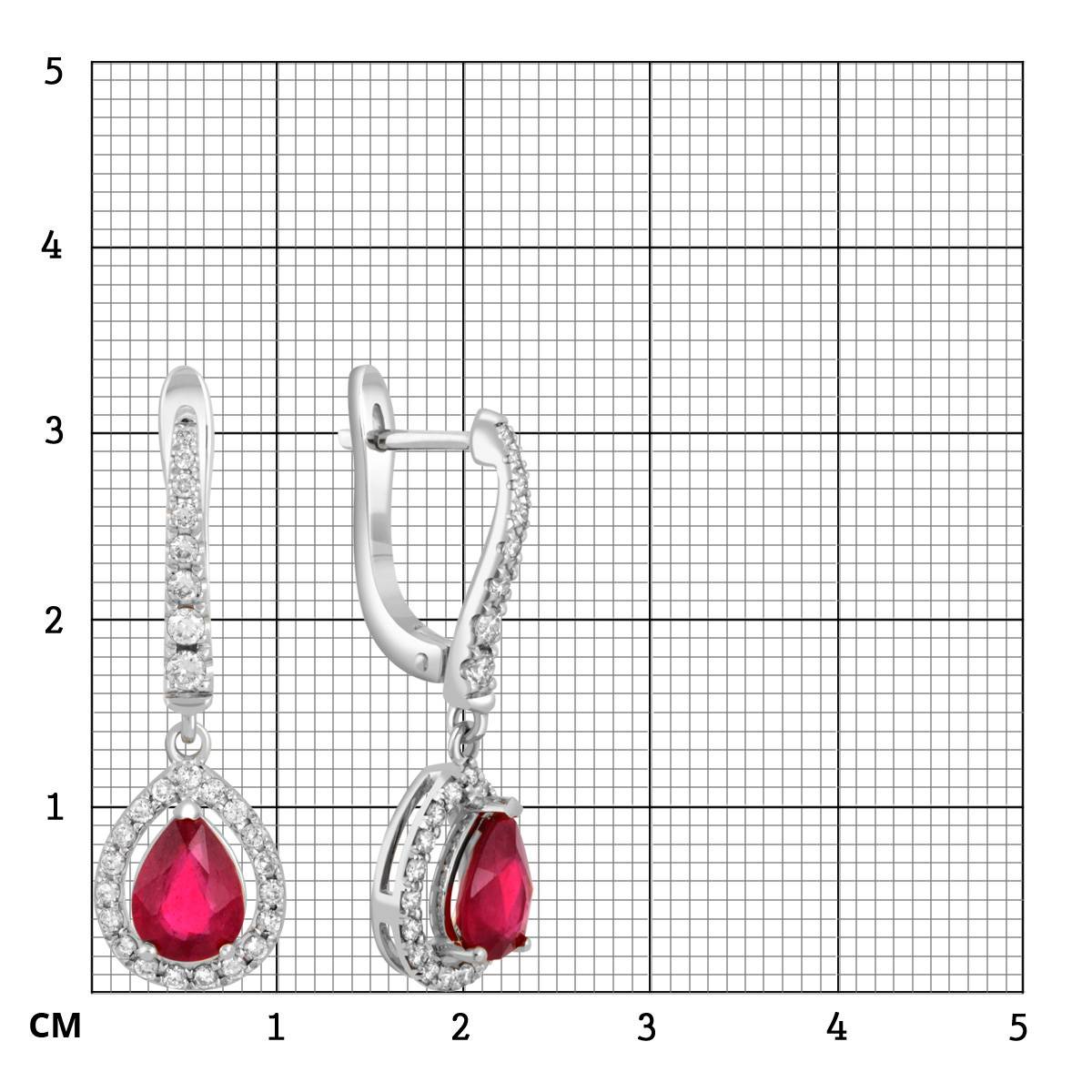 Серьги из белого золота с бриллиантами и рубинами (046089)