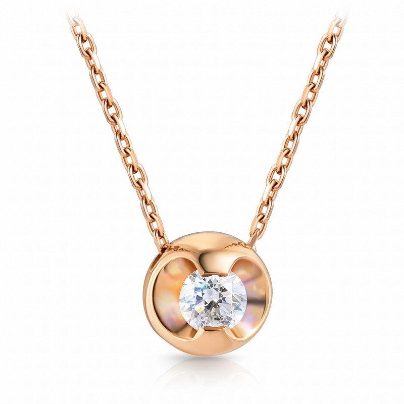 Колье из красного золота с бриллиантом (047747)