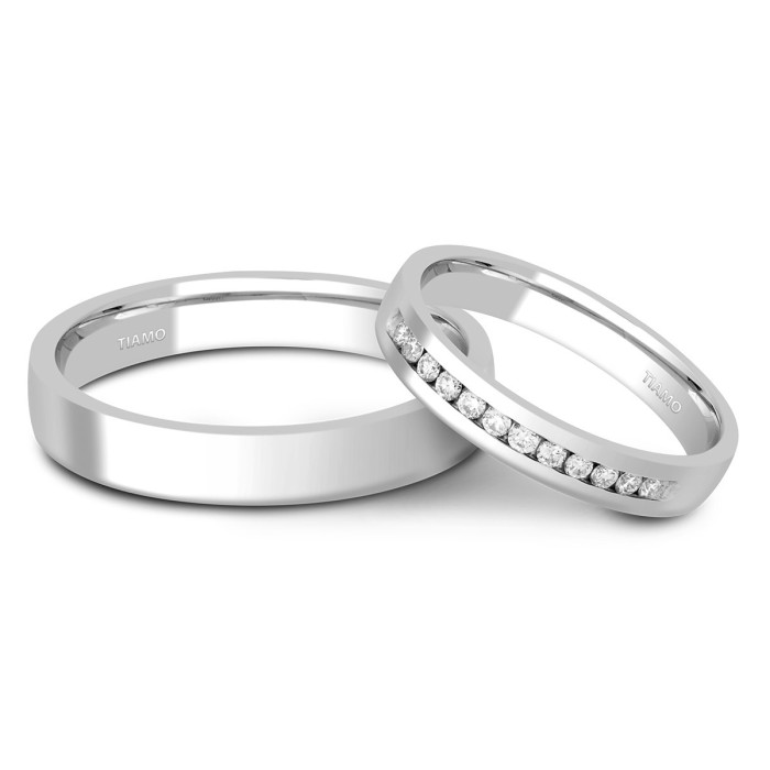 Обручальное кольцо из белого золота  с бриллиантами TIAMO (000086)