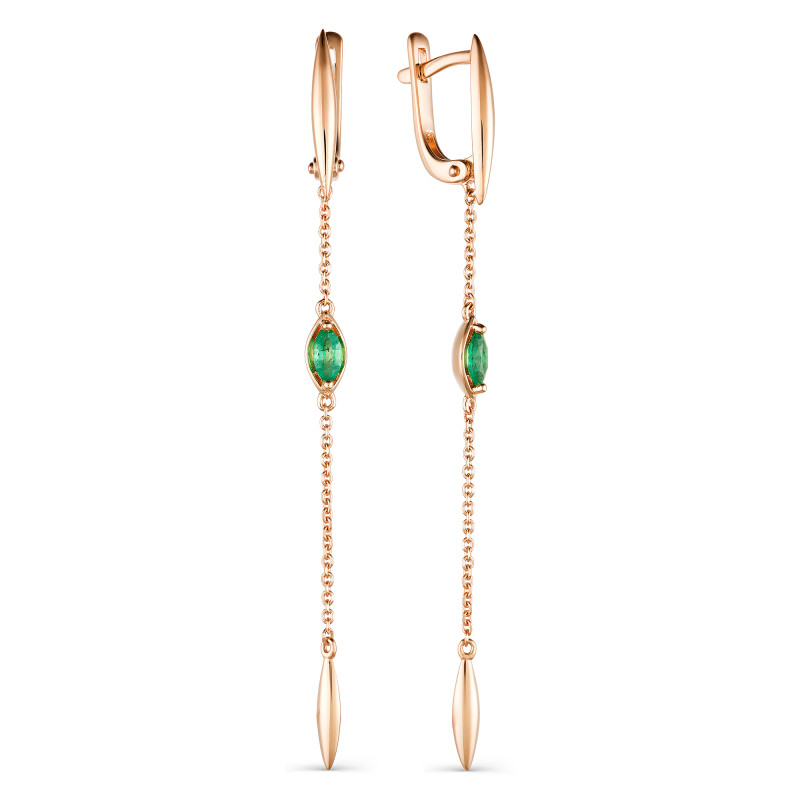 Серьги из красного золота с изумрудами (042095)